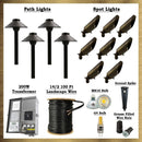 Dark Brass LED Connoisseur Kit: (8) SPB04 Spot Lights, (4) PLB02 Path Lights
