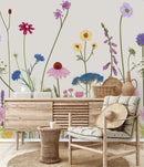 Voguish Wildflowers on White Background Wallpaper Smart