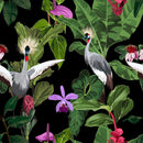 Black Wallpaper with Exotic Flowers