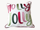 Holly Jolly Embroidered Christmas Themed Pillow