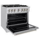 ZLINE 36" Dual Fuel Range, Gas Cooktop, Electric Convection Oven Stainless Steel, CDR36