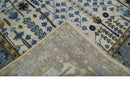 Custom Made Tree of life Hand Knotted Antique Ivory, Blue and Gray Wool area Rug
