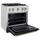 ZLINE 36" Select Dual Fuel Range Gas Cooktop Electric Convection Oven DuraSnow® Stainless Steel Black Matte Door HDRS-BLM-36
