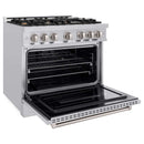 ZLINE 36" Dual Fuel Range, Gas Cooktop, Electric Convection Oven Stainless Steel, CDR-BR-36