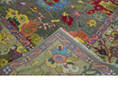 Gray and Olive Wool Colorful Hand knotted Traditional Oushak Multi Size wool Area Rug