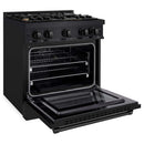 ZLINE 30" Select Gas Range Convection Gas Oven Black Stainless Steel Brass Burners HGRB-BR-30