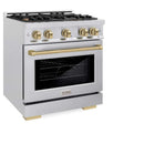 ZLINE 30" Select Dual Fuel Range Gas Cooktop Electric Convection Oven DuraSnow® Stainless Steel Champagne Bronze HDRSZ-30-CB