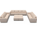 Ainfox 14-Seat Modular Sectional Sofa Sleeper Sofa Flannel Sofa with Storage Seat Beige