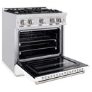 ZLINE 30" Dual Fuel Range, Gas Cooktop, Electric Convection Oven DuraSnow® Stainless Steel, White Matte Door CDRS-WM-30