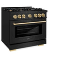 ZLINE 36" Select Dual Fuel Range Gas Cooktop Electric Convection Oven Black Stainless Steel Gold HDRBZ-36-G