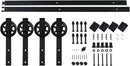 HYD-PARTS 6.6Ft Double Big Wheels Indoor Sliding Barn Door Hardware Rail Track Kit for Double Door