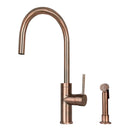 One-Handle Copper Widespread Kitchen Faucet with Side Sprayer