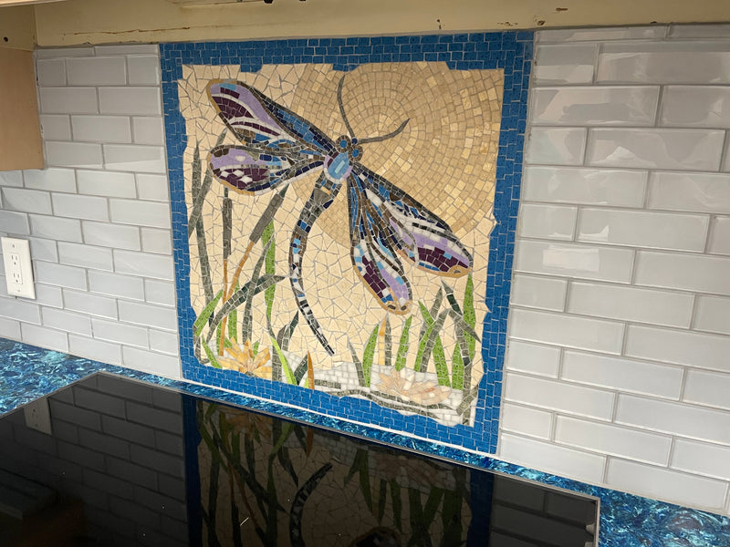 Tropical Dragonfly Mosaic Art