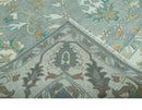 8x10 Traditional Floral Silver and Ivory Hand Knotted wool area rug