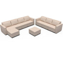 Ainfox 9-Seat Modular Sectional Sofa Sleeper Sofa Flannel Sofa with Storage Seat Beige