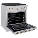 ZLINE 30"Gas Range, Convection Gas Oven , DuraSnow® Brass Burners, SGRS-BR-30