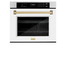 ZLINE 30" Autograph Edition Professional True Convection Single Wall Oven, Air Fry, Self Clean, White Matte, Champagne Bronze WASZ-WM-30-CB