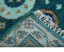 Hand knotted 2x3 Teal Traditional Khotan Design Wool Area Rug