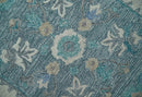 French Design Aubusson 8x10 Ivory and Blue Hand Tufted Wool Area Rug