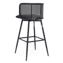 IMLIL Black Rattan Swivel Barstool