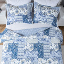 Kasentex Lightweight Floral Quilt Set - Soft All Season Bedspread Coverlet, Blue Vintage