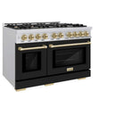 ZLINE 48" Select Dual Fuel Range Gas Cooktop Electric Convection Oven Stainless Steel Black Matte Doors Champagne Bronze HDRZ-BLM-48-CB