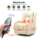 COMHOMA Recliner Chair, PU Rocking Chair for Adults, Swivel Recliner with Cup Holders, Heat and Massage, Single Sofa Seat with Side Pockets for Living Room, Bedroom (Black)