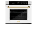 ZLINE 30" Autograph Edition Professional True Convection Single Wall Oven, Air Fry, Self Clean, White Matte, Gold WASZ-WM-30-G
