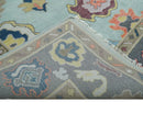 Custom Made Blue and Gray Hand Knotted Traditional Oushak Wool Area Rug