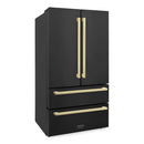 ZLINE 36" Autograph French Door Refrigerator, Ice Maker, Black Stainless RFMZ-36-BS-FCB
