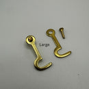 Brass Latch Hook Brass-Plated Stamped Steel, Available in Medium and Large Sizes