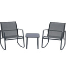 Ainfox 3 Piece Balcony Bistro Set, Outdoor Furniture with Textilene Chairs & Coffee Table, Black