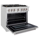 ZLINE 36" Select Gas Range Convection Gas Oven DuraSnow® Stainless Steel Brass Burners HGRS-BR-36