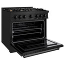 ZLINE 36" Classic Gas Range, Convection Gas Oven Black Stainless Steel Brass Burners, CGRB-BR-36