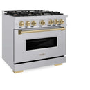 ZLINE 36" Classic Gas Range, Convection Gas Oven Stainless Steel, Champagne Bronze CGRZ-36-CB