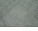 Hand Made 8x10 Modern Geometric striped Beige and Silver Blended Wool Area Rug