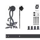 Non-Bypass Sliding Barn Door Hardware Kit - Flower Design Roller