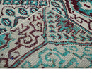 5x8 Hand Knotted Ivory, Blue and Red Antique Contemporary Bamboo Silk Area Rug
