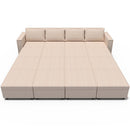 Ainfox 16-Seat Modular Sectional Sofa Sleeper Sofa Flannel Sofa with Storage Seat Beige