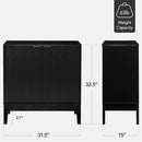 Black Two Door Modern Entryway Storage Cabinet Reeded Doors