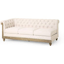 Comfy Large Sectional Sofa with Wooden Legs, Retro Style for Living Room
