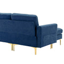 Elegant Convertible L-Shape Sectional Sofa Couch with Movable Ottoman, Velvet Upholstery, Blue