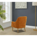 Chenille Armchair, Modern Style Accent Chair with Wood Legs, Comfy Design for Living Room, Bedroom, Office, Orange