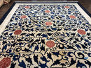 Antique Chinese Peking Rug 10x14, Beige Black, Handmade Wool Art Deco Carpet