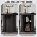 Round Dining Table Featuring Concealed Storage Black