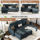 Dark Gray Convertible Sectional Sofa Bed Storage Drawer