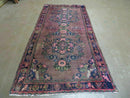 3 x 7 Antique Persian Hamadan Nahavand Rug, Tribal Runner Rug , Handmade Oriental Wool Rug, Vegetable Dyed, Purple-Red & Dark Blue, 3x7 Rug