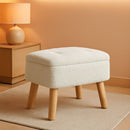 Cream Velvet Storage Ottoman With Extra Cushioning