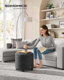 Dark Gray Round Ottoman 17InchesDiameter With Storage