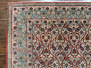 Unique Persian Qum Rug 5x7, Repeated Paisely Boteh Design, Ivory Red Blue, Handmade Antique Wool Persian Carpet, Finely Hand Knotted